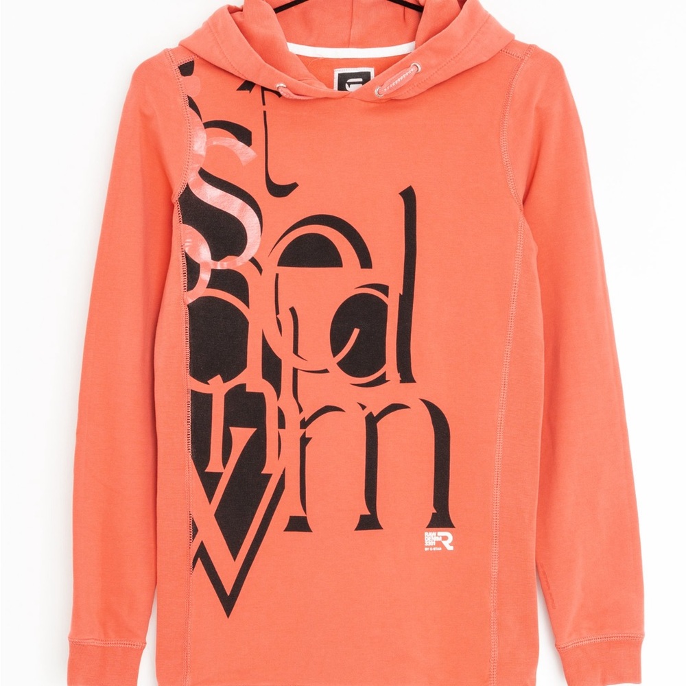 G-Star Orange Hoodie with Black Graphic sz.M?